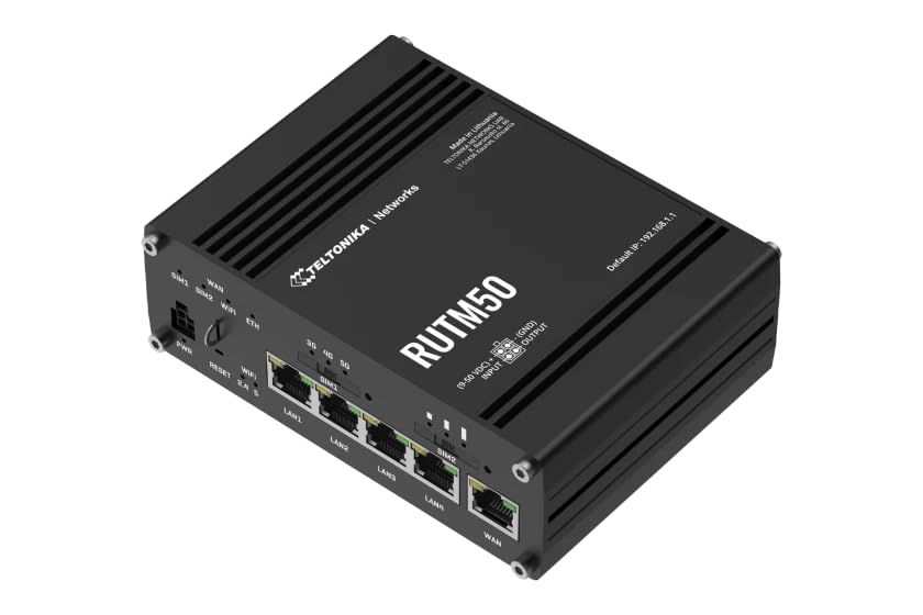 SensorWorks Teltonika RUTM50 5G Router with Wi-Fi | 802.11ac/abgn | 3.4 Gbps | 5G SA/NSA | RUTM50000000 | North America