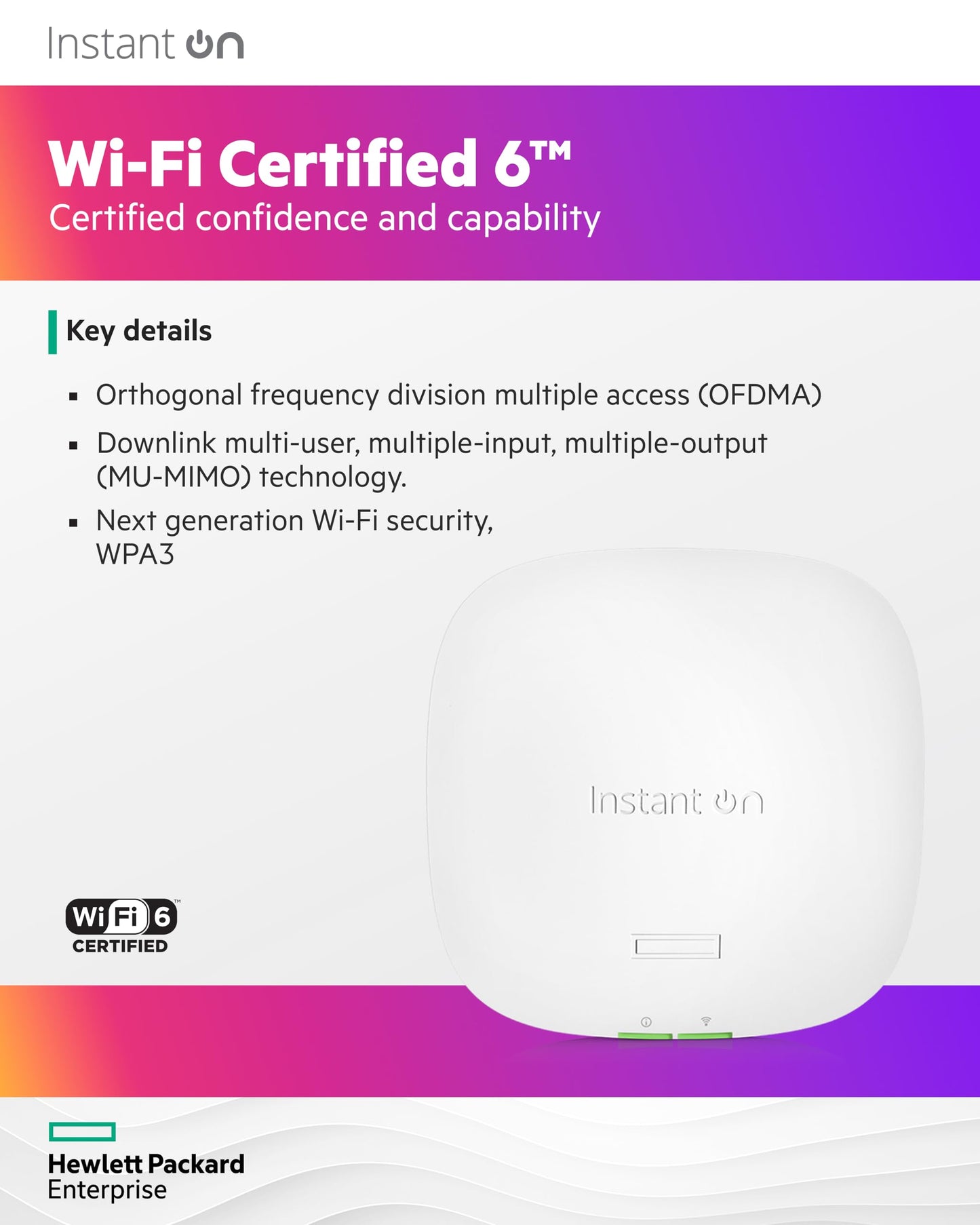 HPE Networking Instant On Access Point AP22 2x2 WiFi 6 Indoor Wireless Access Point (3 Pack) | Long Range, Secure, Smart Mesh Support | Power Source Not Included | US Model (R4W01A-3PACK)