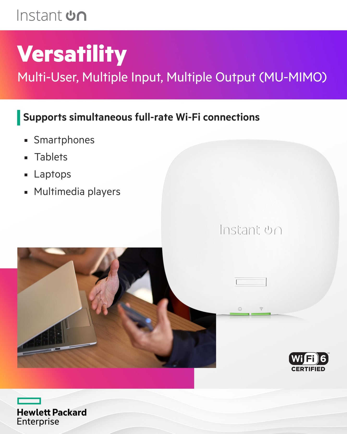 HPE Networking Instant On Access Point AP22 2x2 WiFi 6 Indoor Wireless Access Point (3 Pack) | Long Range, Secure, Smart Mesh Support | Power Source Not Included | US Model (R4W01A-3PACK)